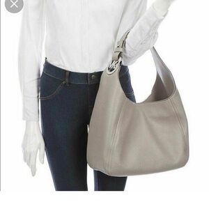 Michael Kors Leather Hobo Shoulder Bag - Grey